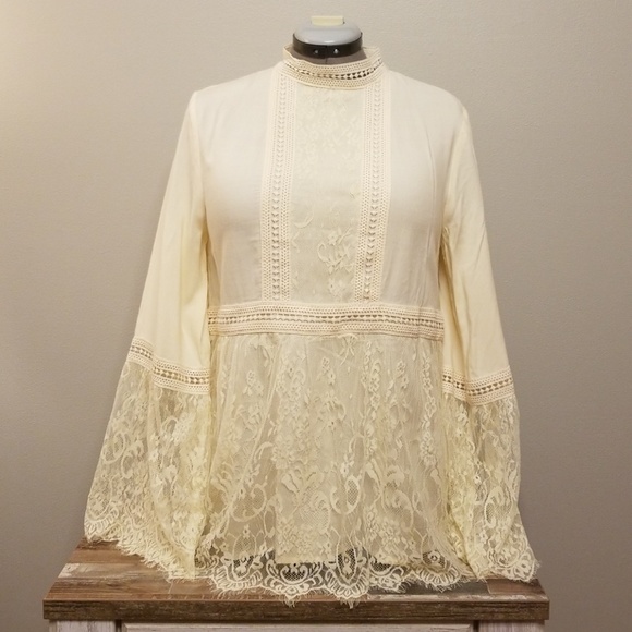 Entro lace cream shirt size M - Picture 1 of 4